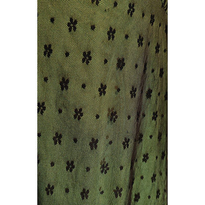 Green Mesh Mini Dress with Black Lace Overlay
