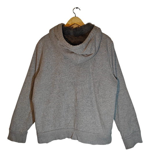 Gray Sherpa Lined Zip-Up Logo Hoodie