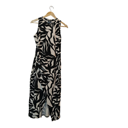 Black and White Abstract Print Midi Dress