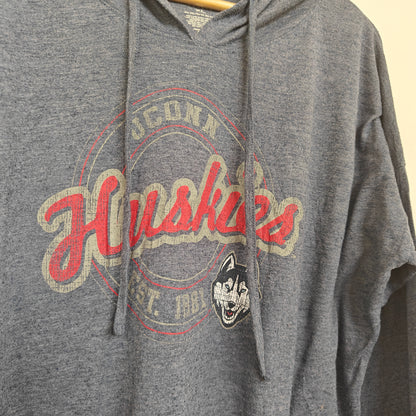 UConn Huskies Hooded Tee XL Colosseum Women's Lightweight Hoodie Shirt Blue