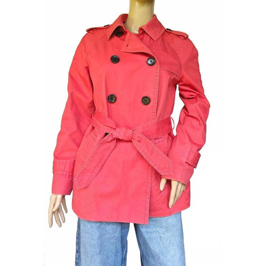 Red Belted Lined Trench Coat