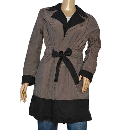Black/Gray Reversible Belted Raincoat