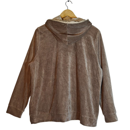Brown Velour Zip-Up Hoodie