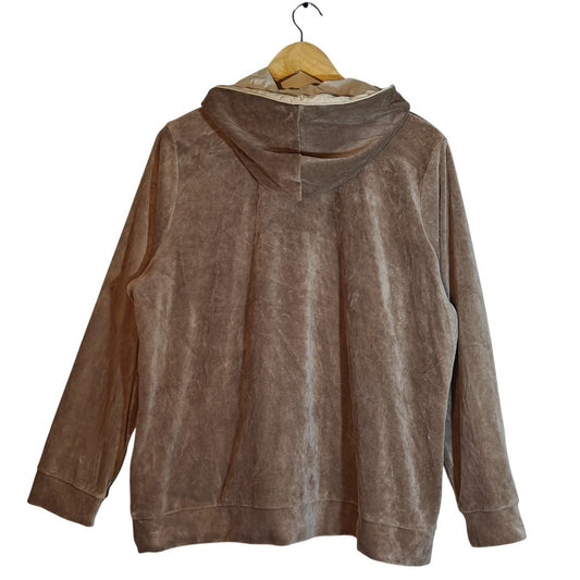Brown Velour Zip-Up Hoodie