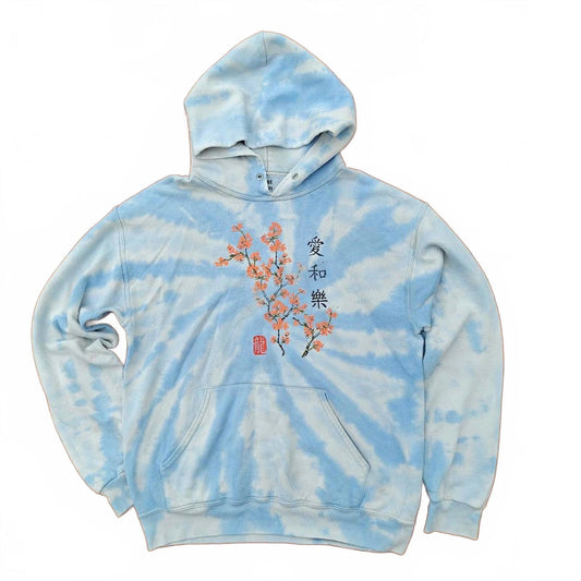Blue Tie Dye Cherry Blossom Hoodie
