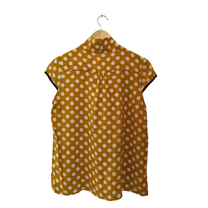 Mustard Polka Dot Tie Blouse