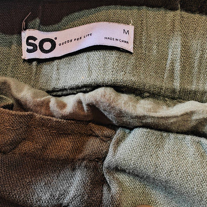 Olive Green Linen Blend Mini Skirt