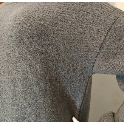 Gray Knit Long-Sleeve Sweater Dress
