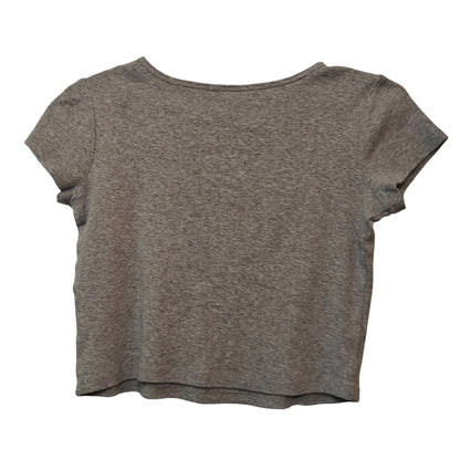 Y2K Cherry Graphic Crop Top Gray Baby Tee Fitted
