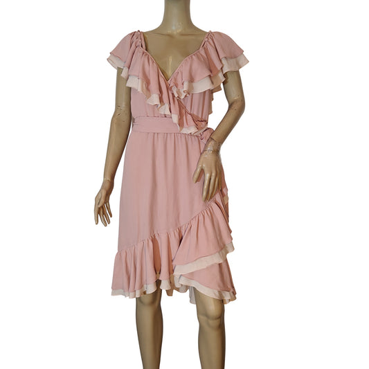 Blush Pink Ruffle Wrap Dress