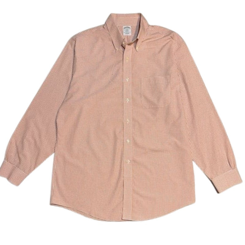 Regent Fit Orange Gingham Button Down Shirt