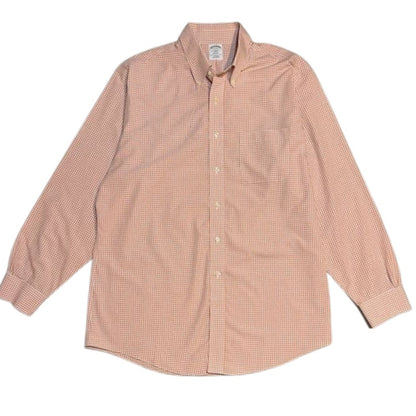 Regent Fit Orange Gingham Button Down Shirt