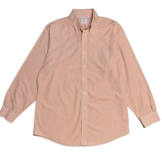 Regent Fit Orange Gingham Button Down Shirt