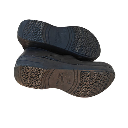 Black Leather Clogs
