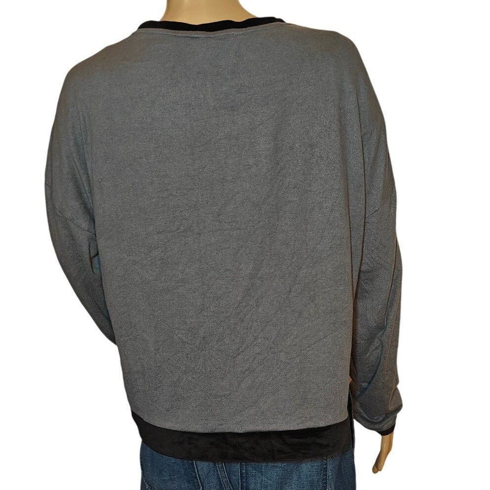 Gray and Black Long Sleeve Top