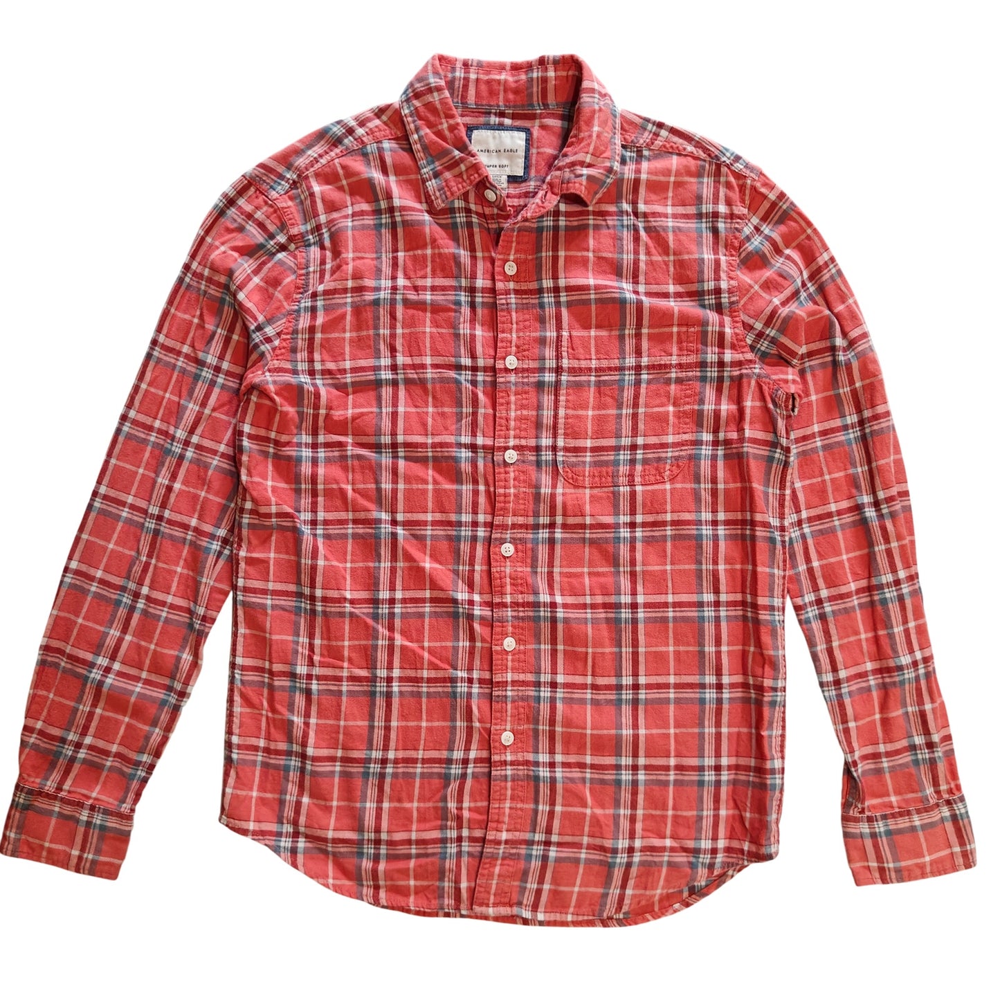 Super Soft Red Plaid Button Down Shirt