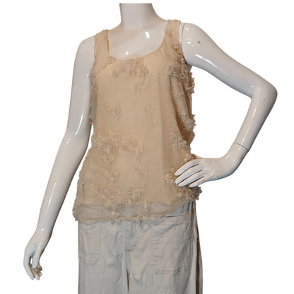 Cream Textured Sleeveless Blouse
