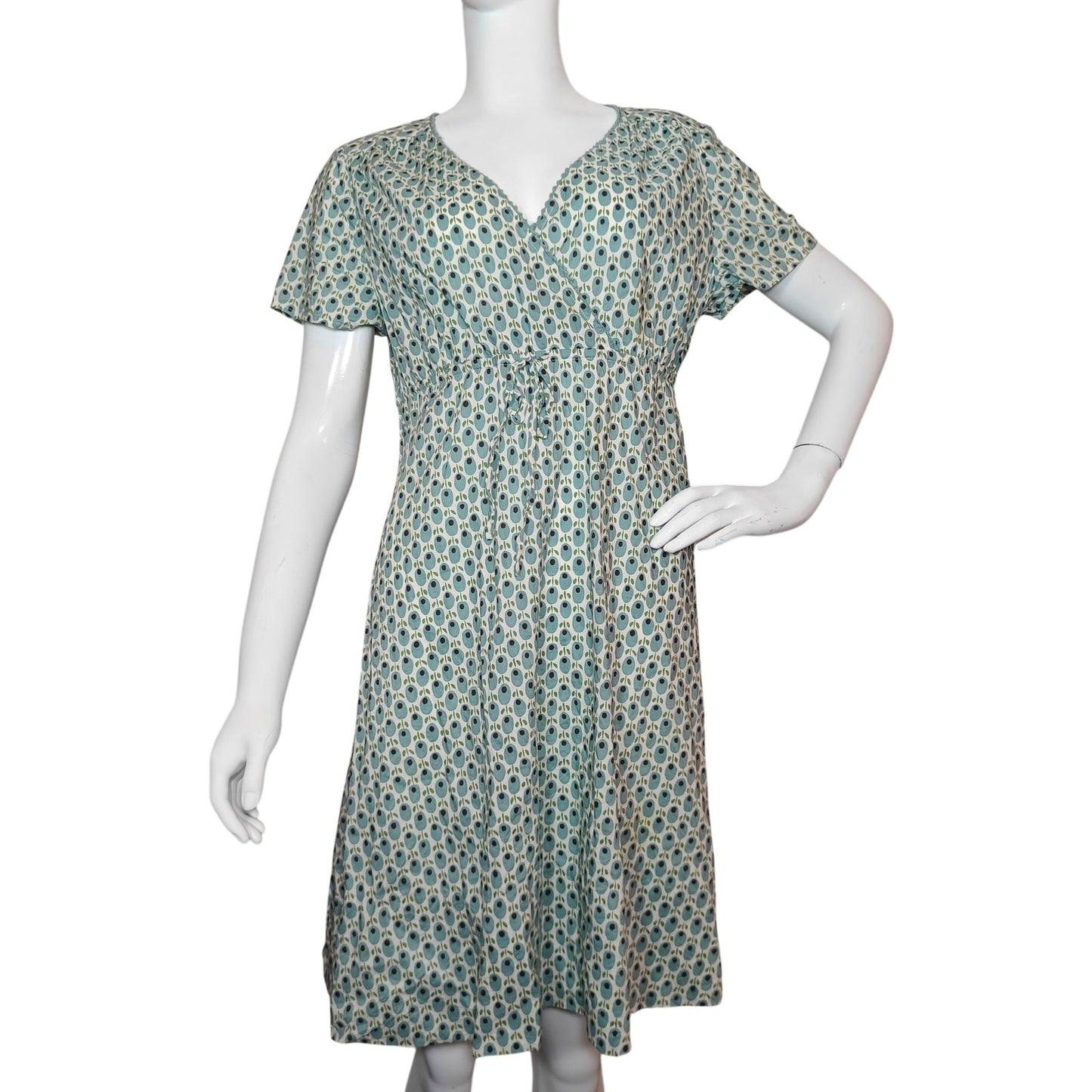 Olive Print Empire Waist Midi Dress