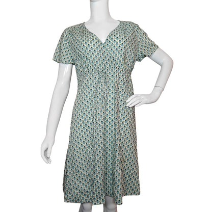 Olive Print Empire Waist Midi Dress