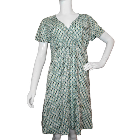 Olive Print Empire Waist Midi Dress