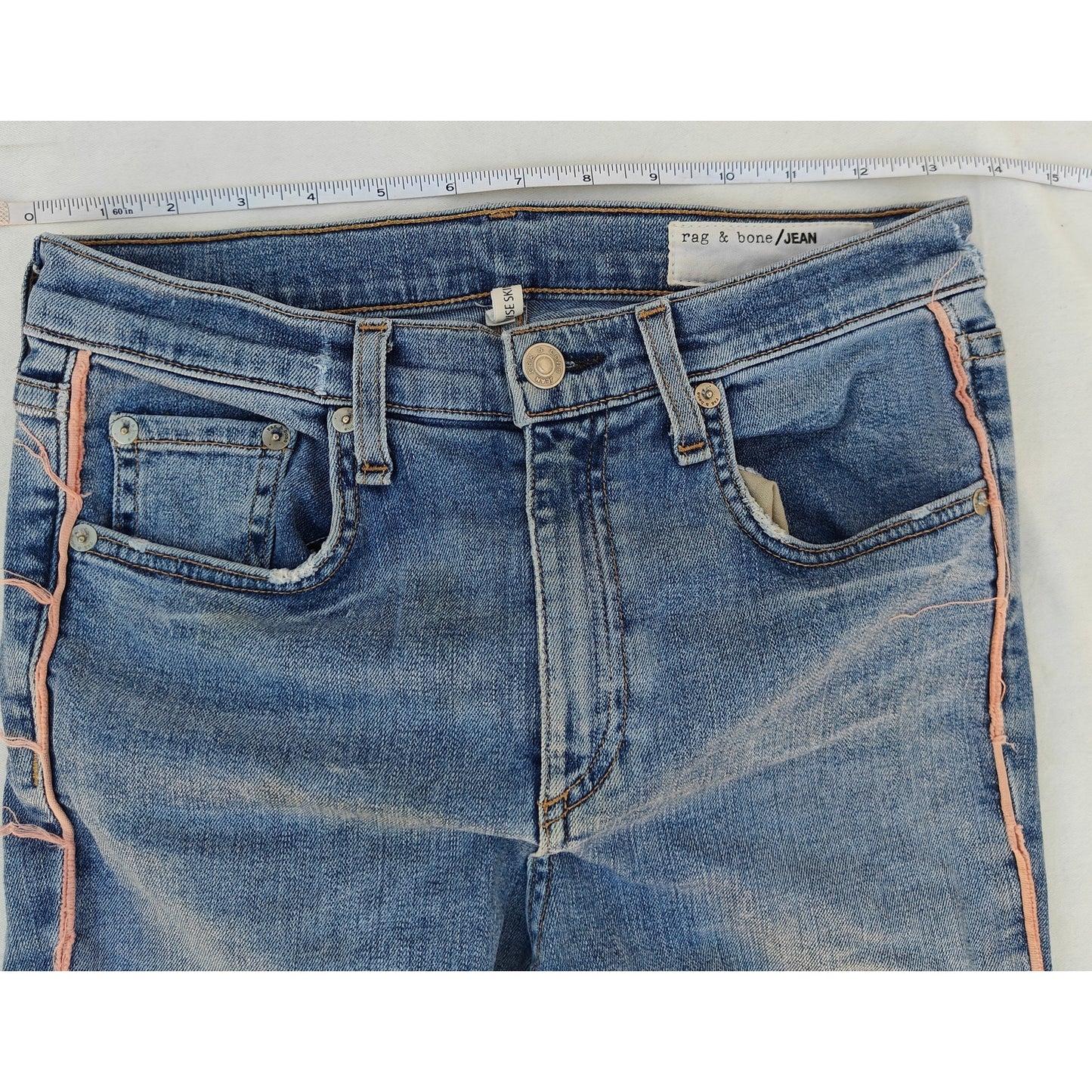 JEAN High Rise Skinny Jeans With Pink Side Stripe