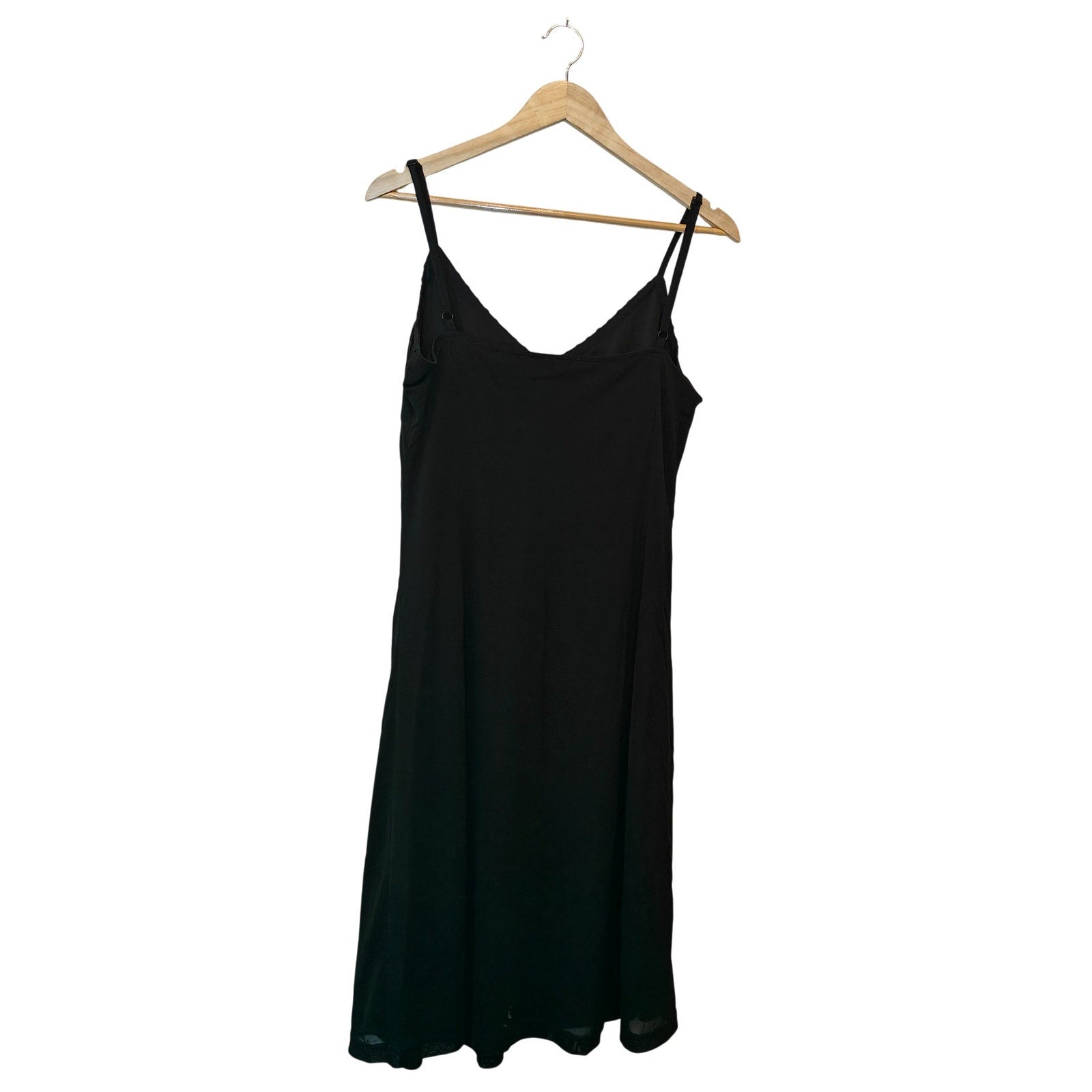 Black Lace Trim Midi Slip Dress
