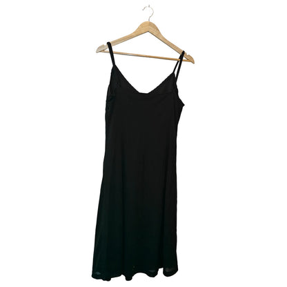 Black Lace Trim Midi Slip Dress