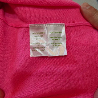 Hot Pink 100% Cashmere V-Neck Sweater