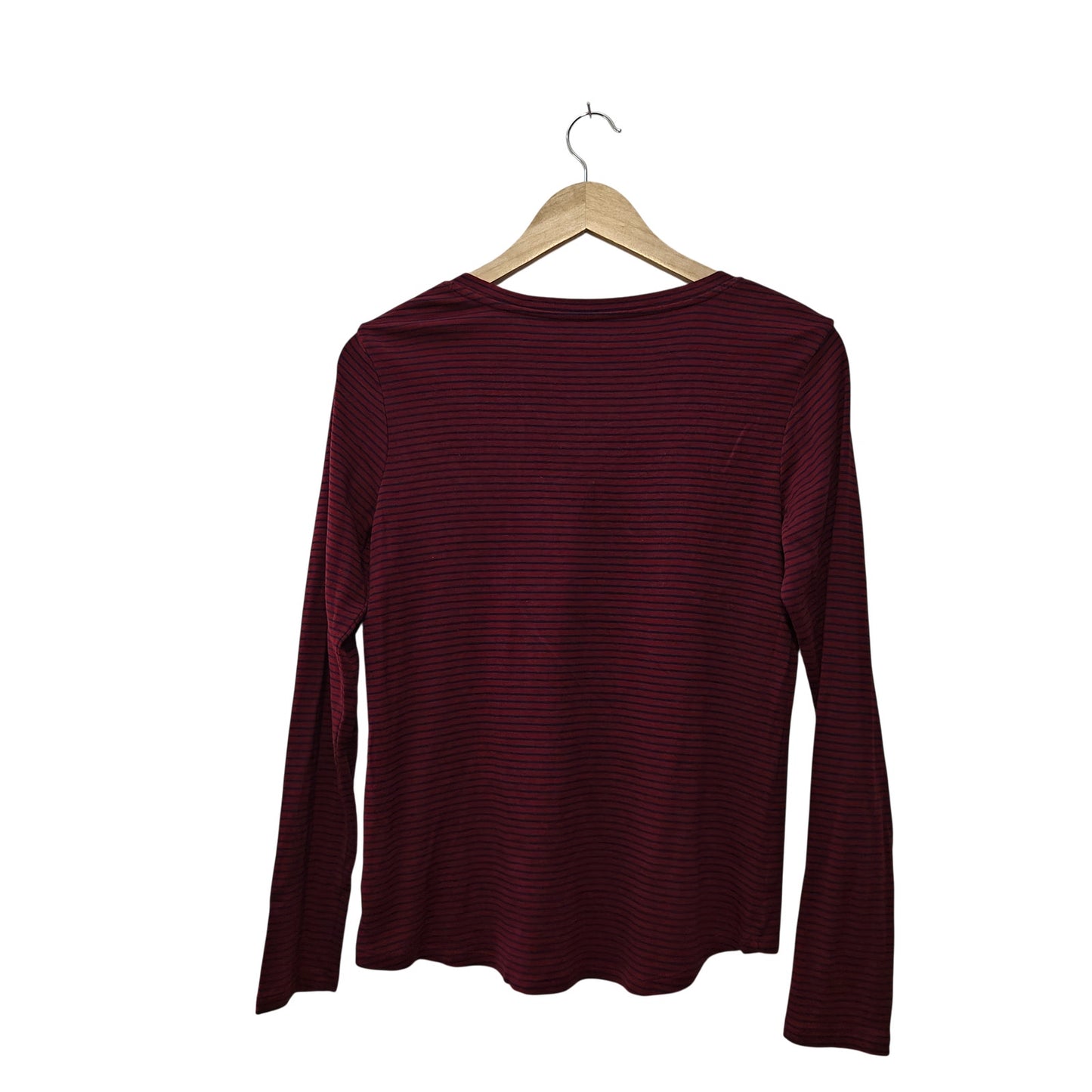 Red Navy Stripe V-Neck Long Sleeve Top