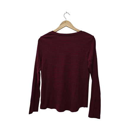 Red Navy Stripe V-Neck Long Sleeve Top