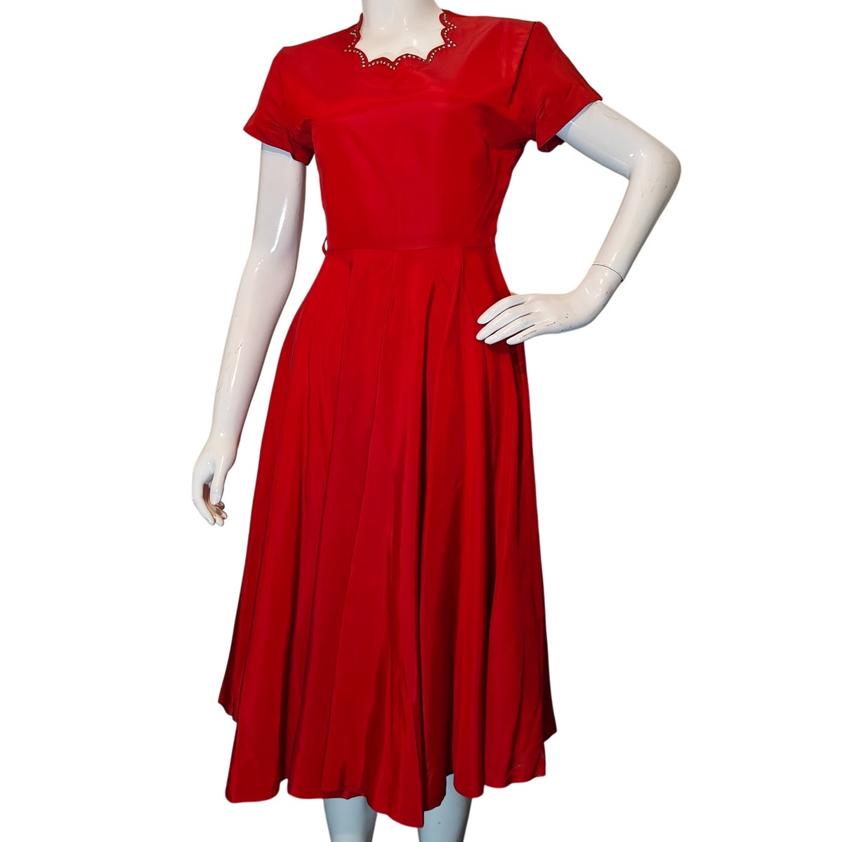Vintage Red Fit Flare Dress