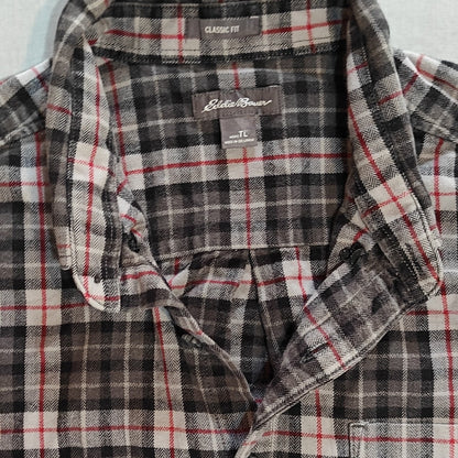 Classic Fit Gray Plaid Flannel Button-Down Shirt