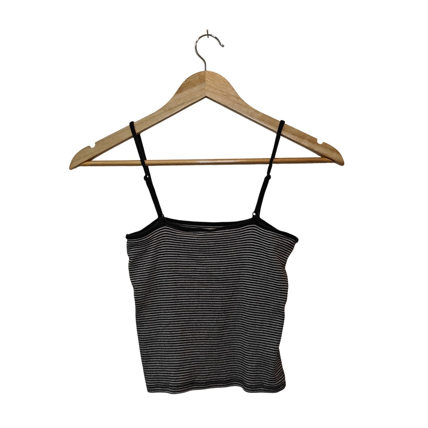 Black and White Striped Cropped Cami Tank