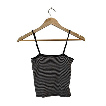 Black and White Striped Cropped Cami Tank