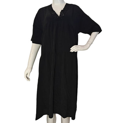 Black Silk Flowy Midi Dress