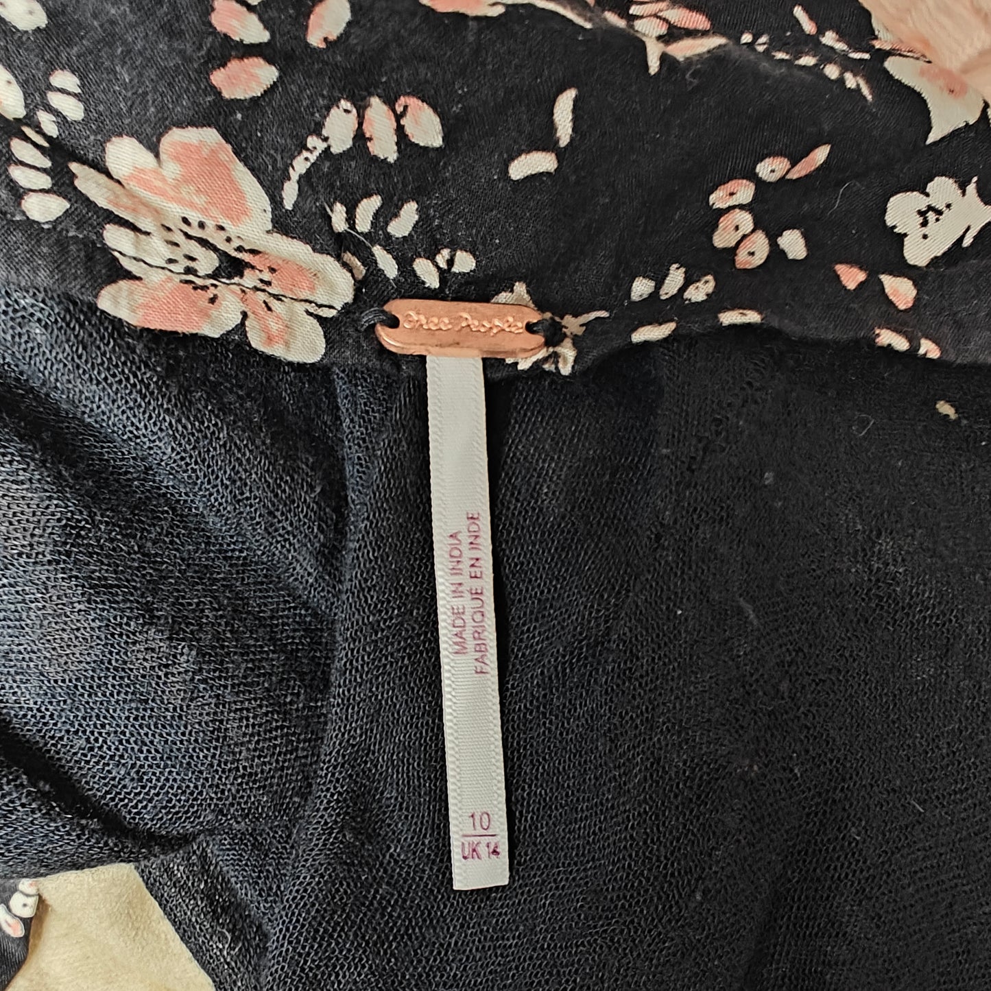 Free People Floral Maxi Skirt Black Pink Boho Flowy Long Skirt US 6