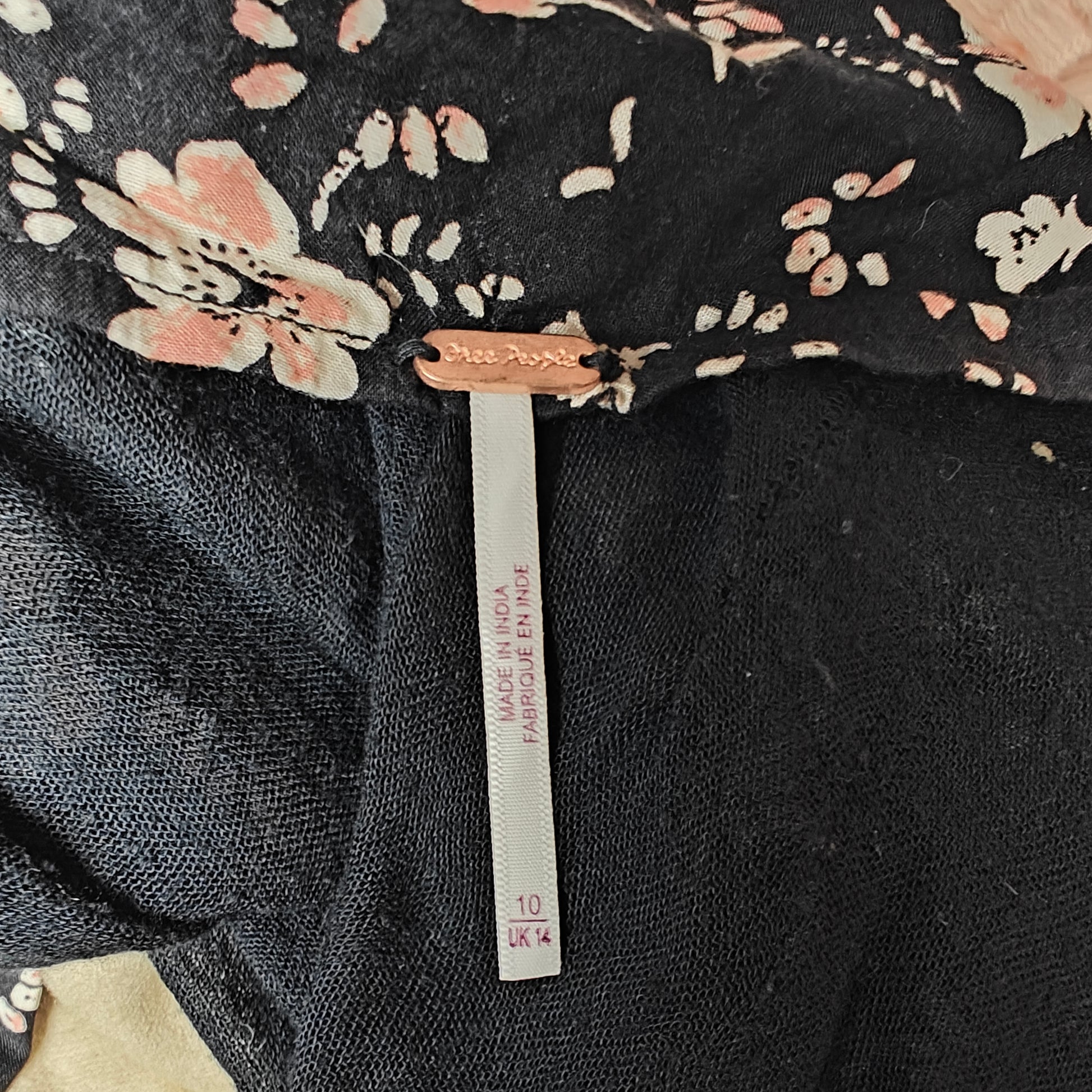 Free People Floral Maxi Skirt Black Pink Boho Flowy Long Skirt US 6