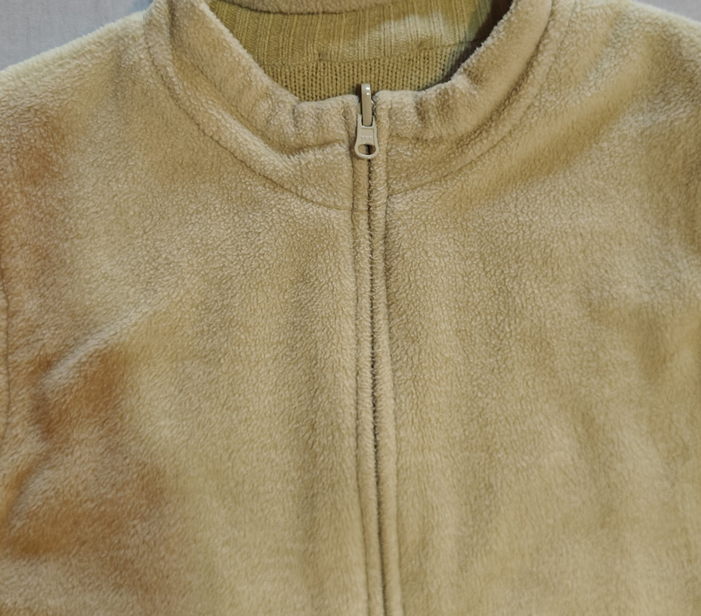 Christopher & Banks Beige Reversible Knit Fleece Vest