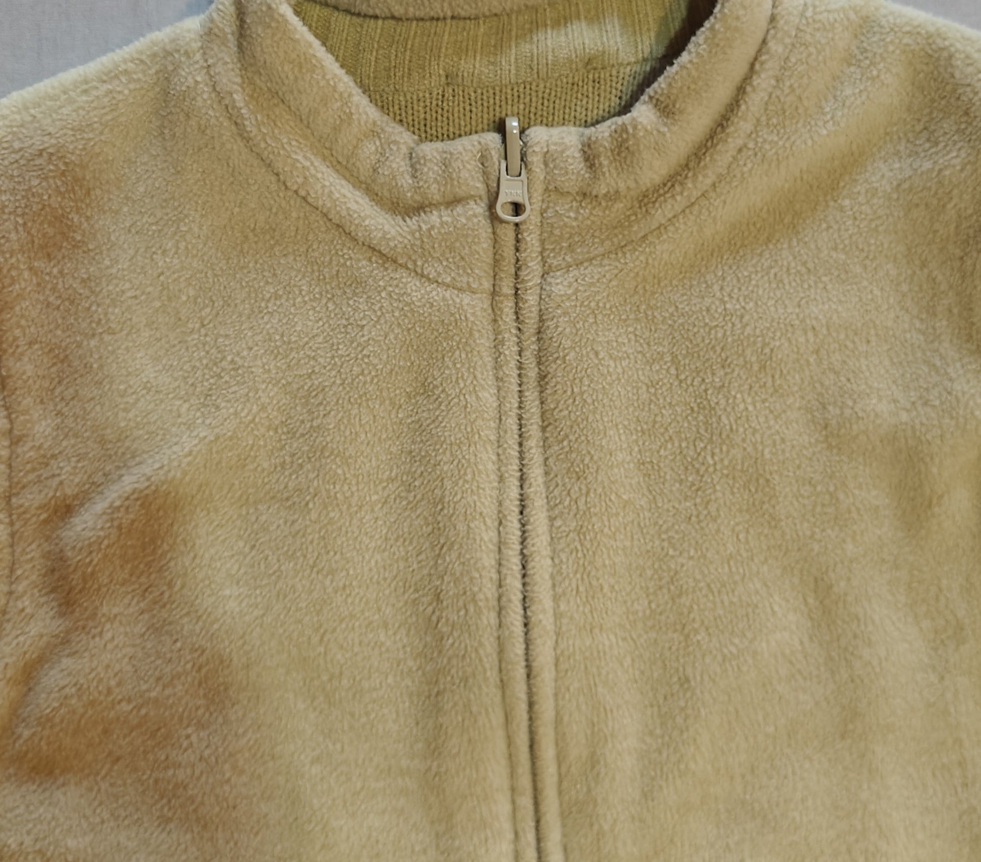 Christopher & Banks Beige Reversible Knit Fleece Vest